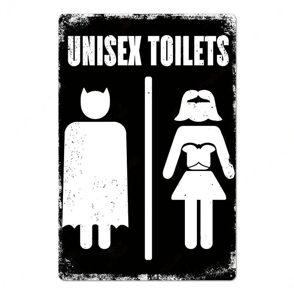 Vintage Toilet Sign Funny Metal Tin Sign Plaque WC Lavatory Toilettes Wall Art Bar Club Bathroom Restroom Toilet Wall Decoration