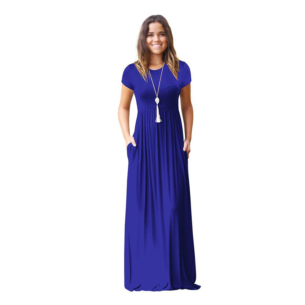 Elegant Women Boho Short Sleeve Solid Evening Party Maxi Dress Plus Size Delight