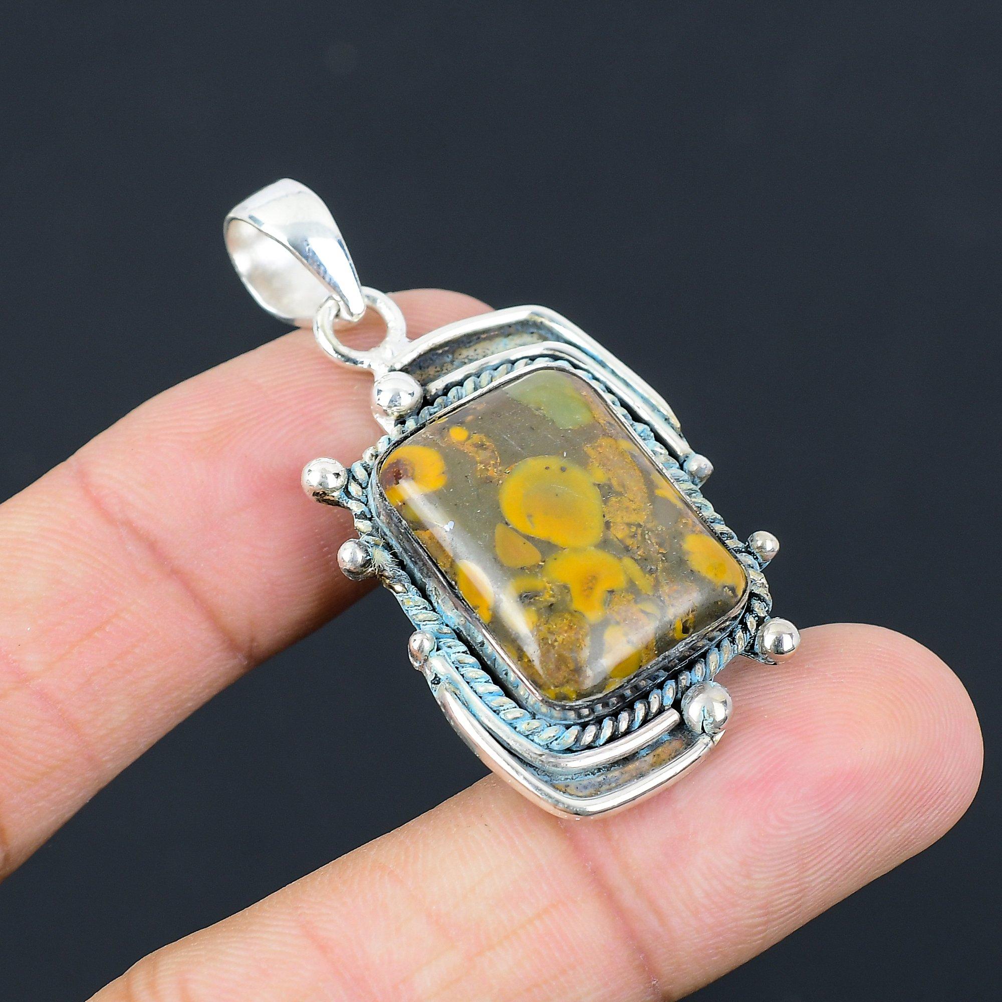 

Sisters Day Sale Radiant Fruit Jasper Stone Sterling Silver Boho Pendant Jewelry