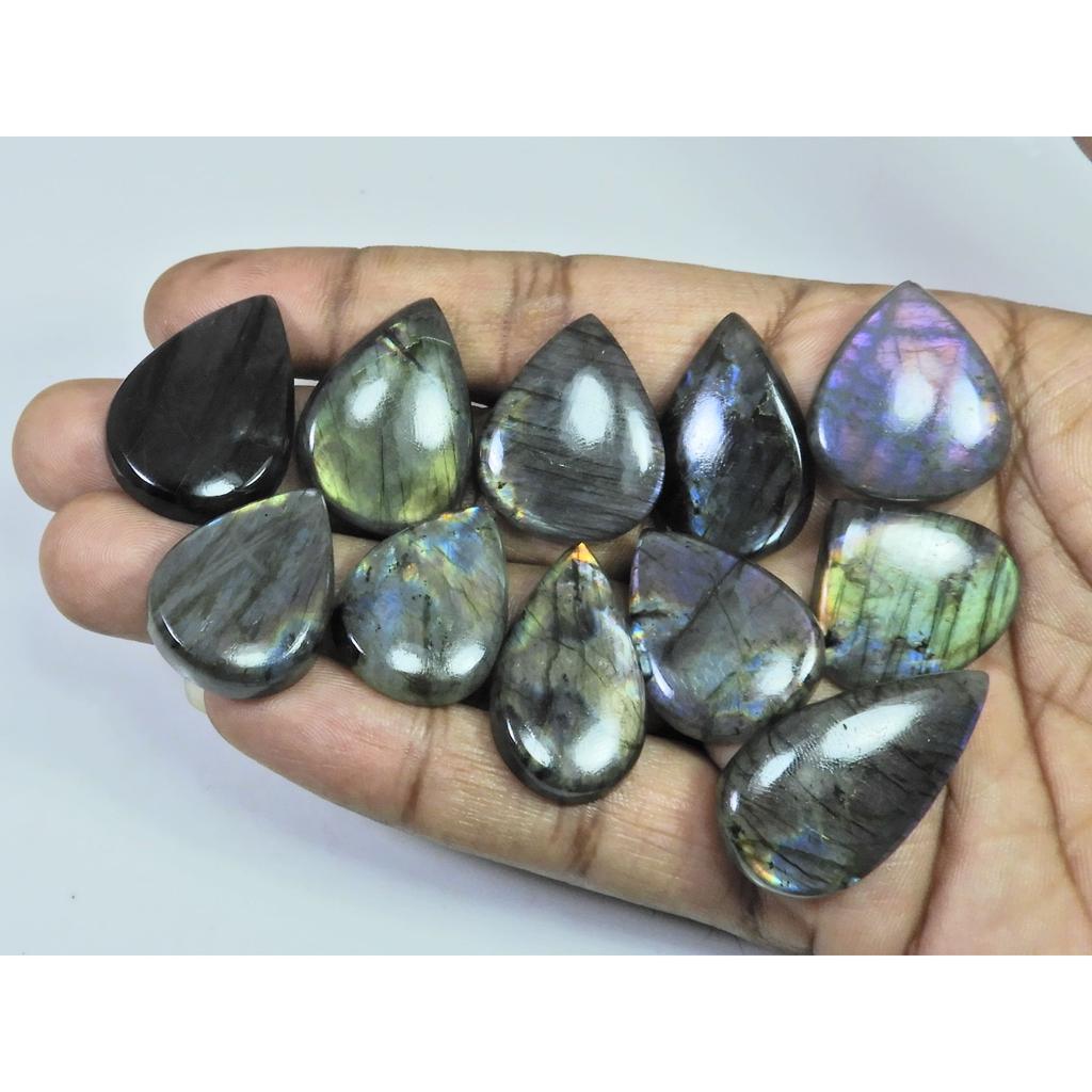 286Cts. Natural Purple Labradorite Spectrolite Pear Loose Gemstone 11Pcs Lot LL-1172