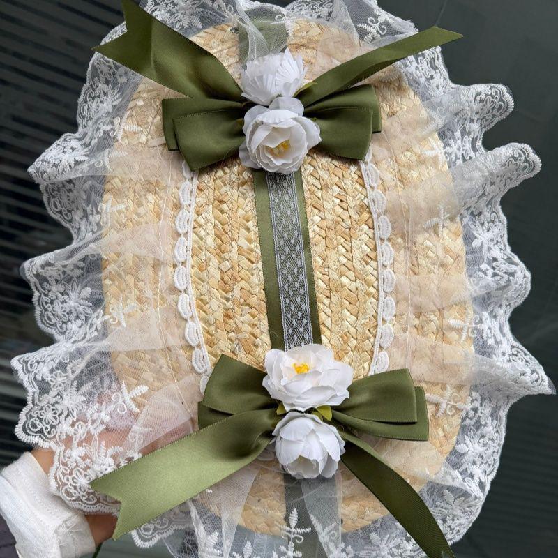Han-Yang Fusion Spitze Besatz Lolita Haube Flache Kappe Strohhut
