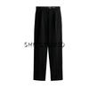 Autumn New Women clothes French style Minimalist Style Pleat Decorative With Belt High Waist Straight Suit trousers 1293731