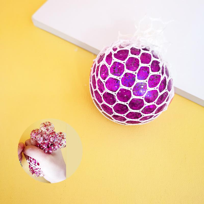 Balle à presser raisin pailletée Accessoire Fidget Soulagement du stress de bureau Gadget Farce violet