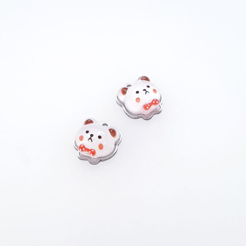 Surgical Steel Mini Ribbon Bear Pendant Accessory