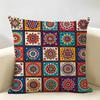 Vintage Bohemian Floral Grid Cushion Cover Natural Linen Organic Fabric DoubleSided Printing Room Sofa Decor Pillow Case