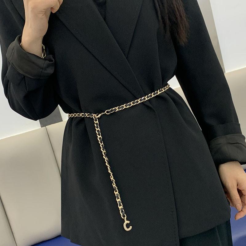 Elegant Women's Waist Chain Fashionable Gold Metal Woven Waist Belt For Dresses