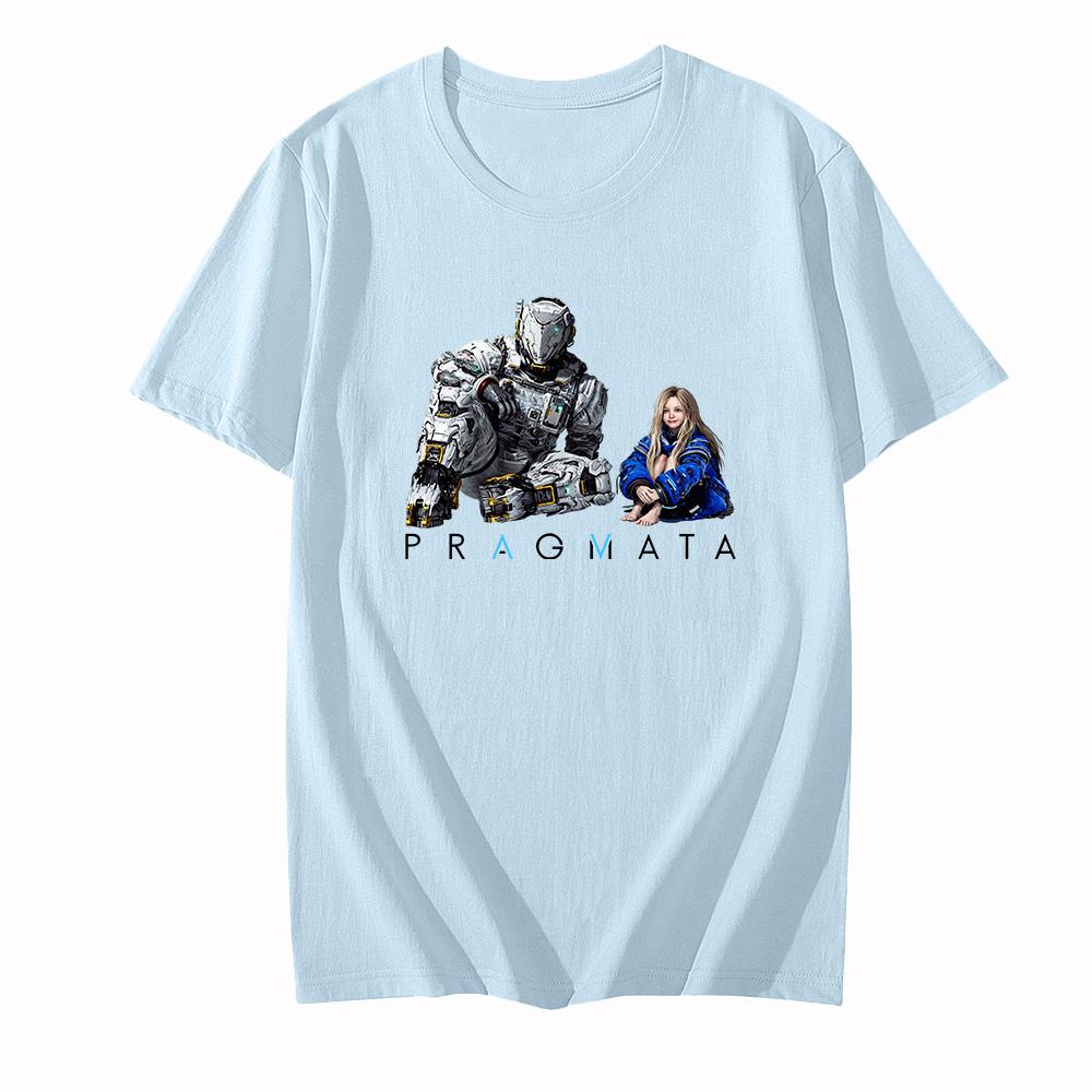 

2026 Game PRAGMATA Hugh & Diana Graphic T-Shirt Unisex O-Neck Tops 100%Cotton Short Sleeve Tees Summer Casual Fashion Clothes XXL світло-синій колір