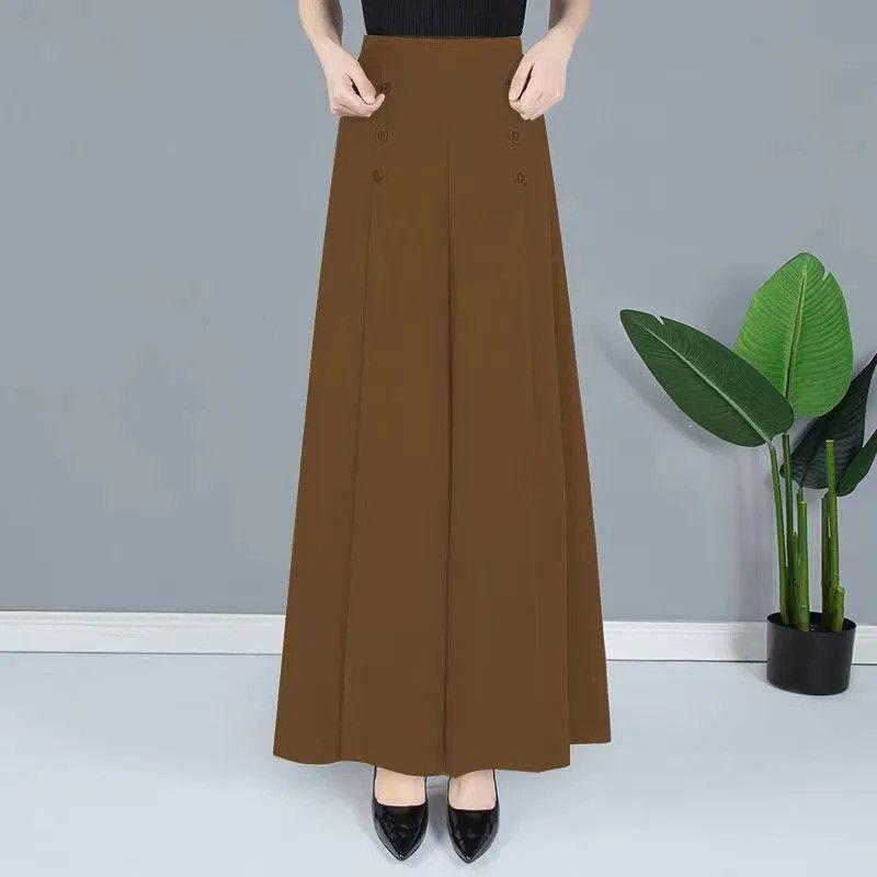 

High-Waisted Drapey Summer Skirt Pants for Women - Slim-Fit, Loose, Nine-Point Wide-Leg, New Style for Middle-Aged Moms L (90-110 lbs)