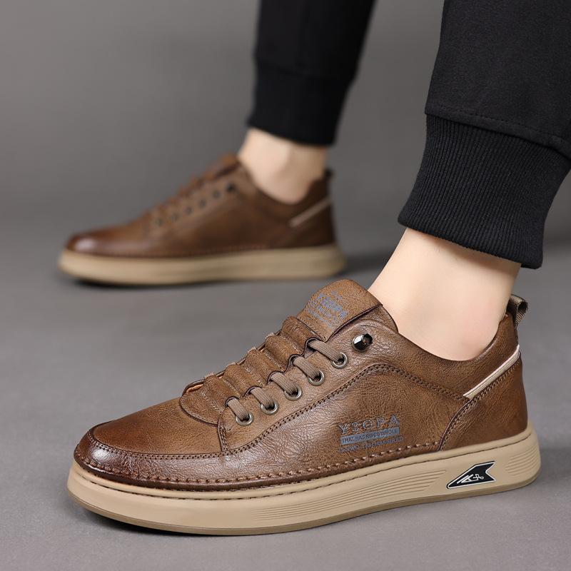 

Осенняя мужская обувь модный тренд ретро мягкая дышащая кожа мужская повседневная кожаная обувь обувь 44 хаки