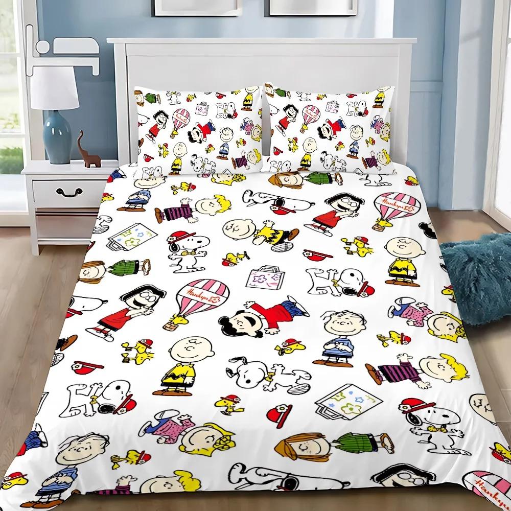 Snoopy Duvet Cover 3D Exquisite 3D Print Happy Puppy Bedding Set Comforter Bed Youth Home Decor Girls Boys Gift