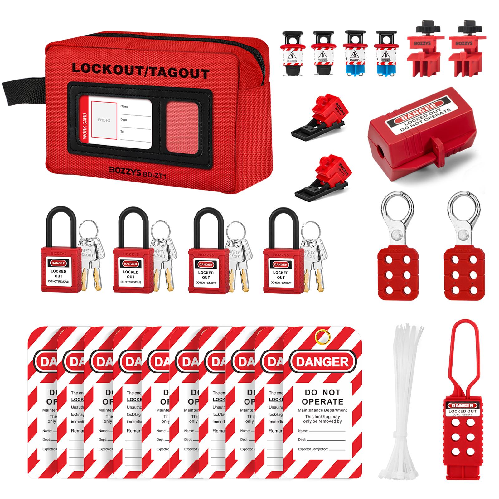 BOZZYS Electrical Lockout Kit Loto Locks Safety Device 27 Pack Suitable to Overhaul of Lockout-tagout Equipment (as the picture,Lockout Kit&Lockout Tagout)