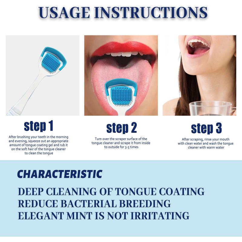 EELHOE Tongue Cleaner Gel with Scraper Brush, Oral Care for Removing Tongue Coating, Bad Breath Freshener, Portable Tongue Cleaner