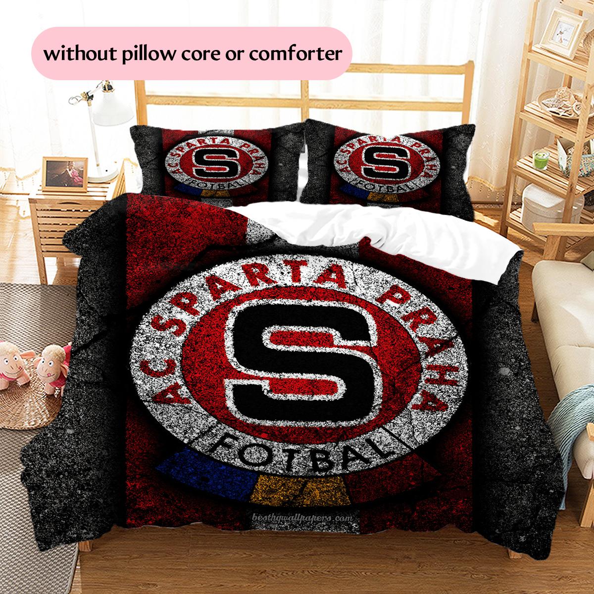 

Sparta Prague football logo Pattern Bedding Home Decoration Birthday Gift (1 * duvet cover + 2 * pillowcase, without core) 135x200cm