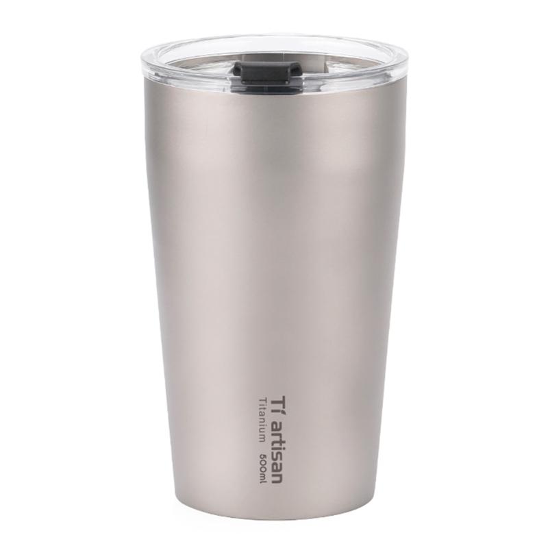 500ml Outdoor Titanium Teacup Double Wall Camping Beer Cup 500ml Water Cup with Lip Camping Equipment Picnic Cookware