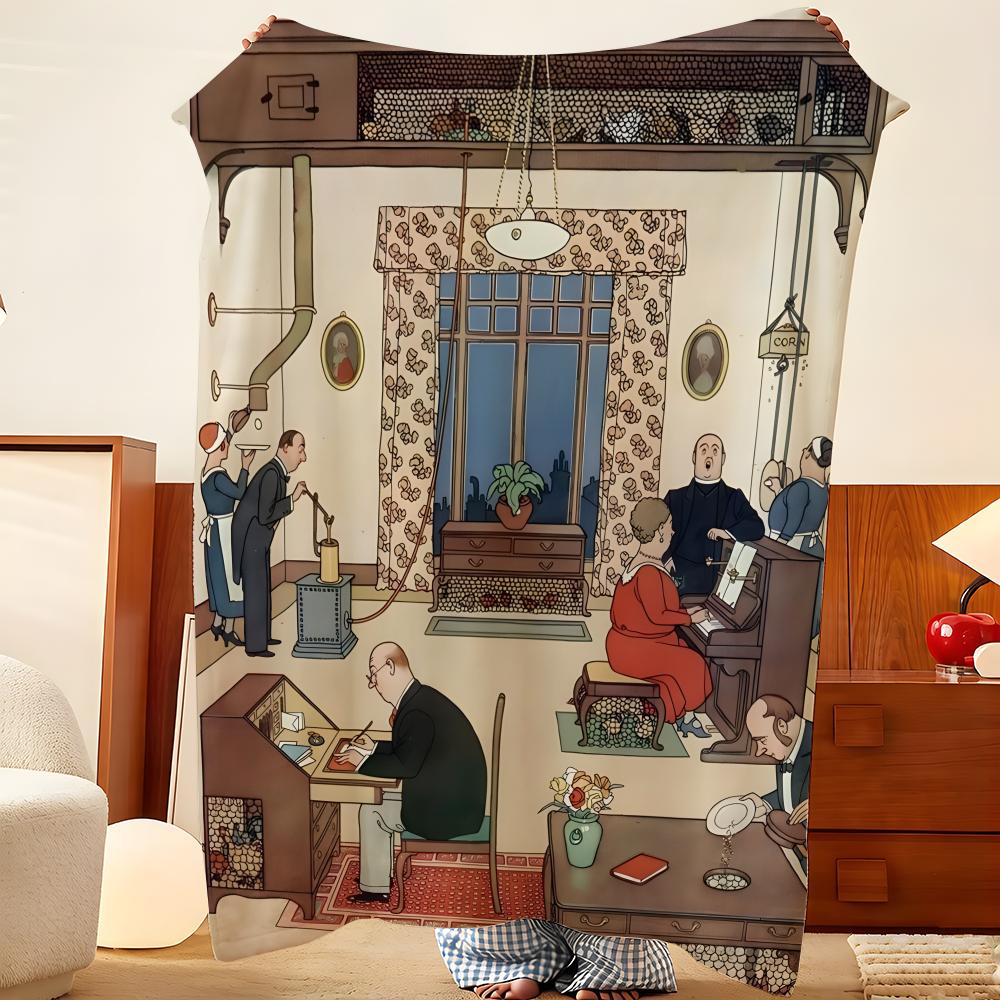 Artist W-William H-Heath R-Robinson Throw Flannel Throw Blanket, Lightweight Cozy, Durable Washable cute Cool