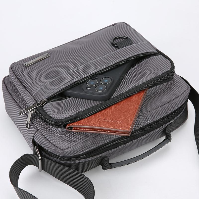 Pánská protikrádežová business taška přes rameno - Odolný kancelářský kufřík s více kapsami na zip