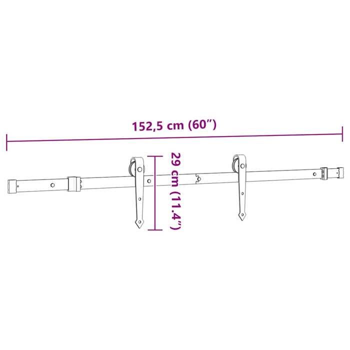 VidaXL Kit de quincaillerie de porte coulissante 152,5 cm acier noir, quincaillerie de porte coulissante, galet de porte 4009704