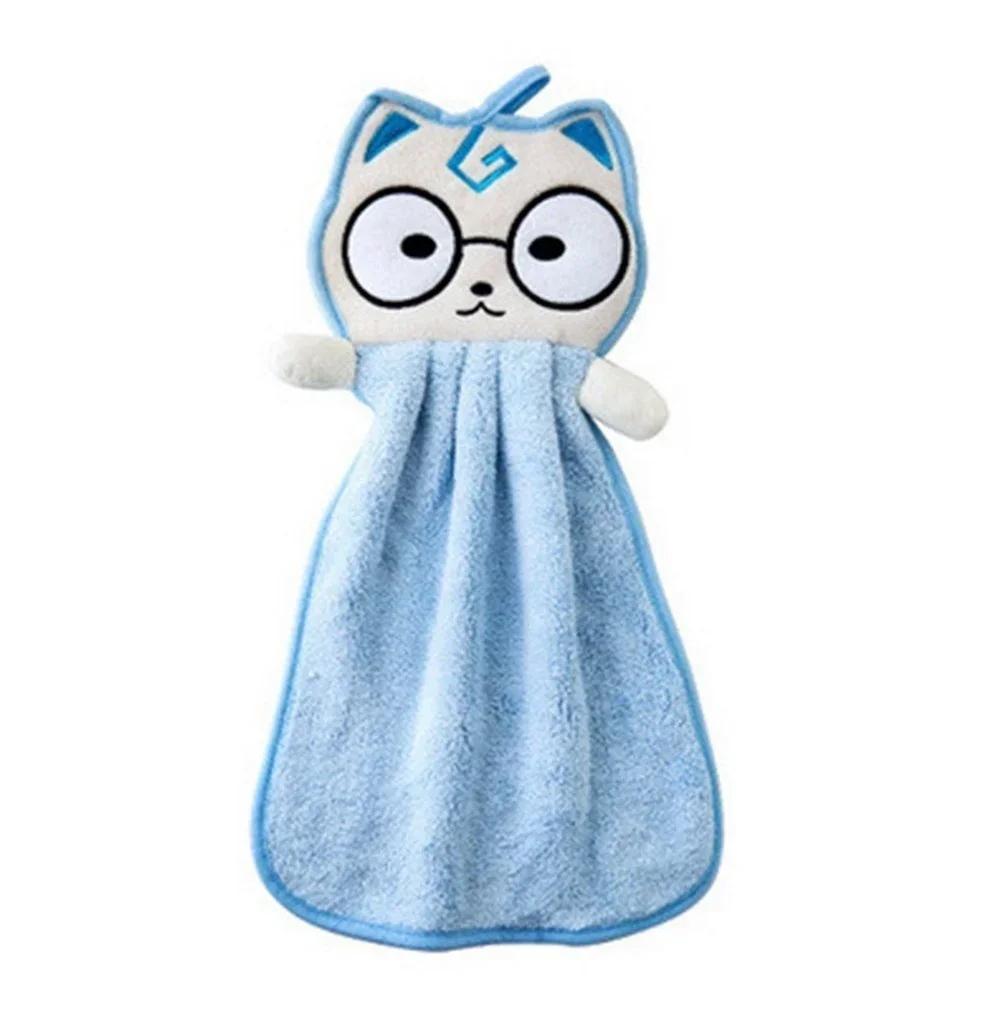 Cartoon Cat Hand Towel Thickened Kitchen Bathroom Coral Velvet Cloths Towels Home Quick Drying Children Cleaning Dishcloth