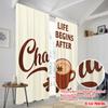 2pcs 2D Flat Printing Curtains Life Begins After Chai 100% Polyester Fabric Without Electricity Festive Holiday Use for Outdoor