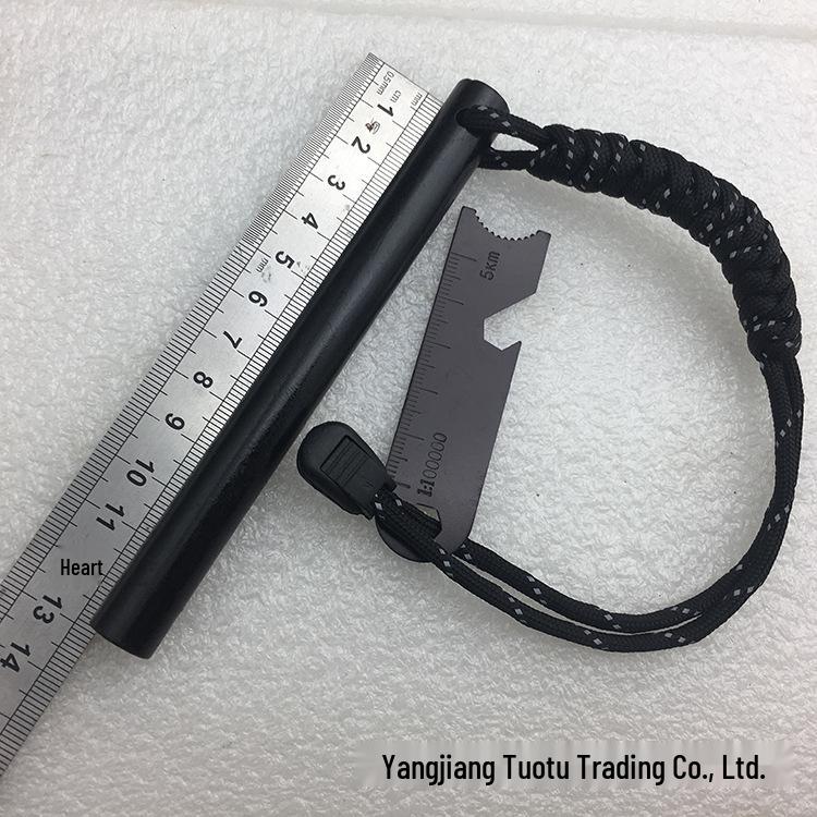 Outdoor Fire Starter with Scraper & 7-Core Paracord, 12.7*127mm Flint Magnesium Rod for Camping