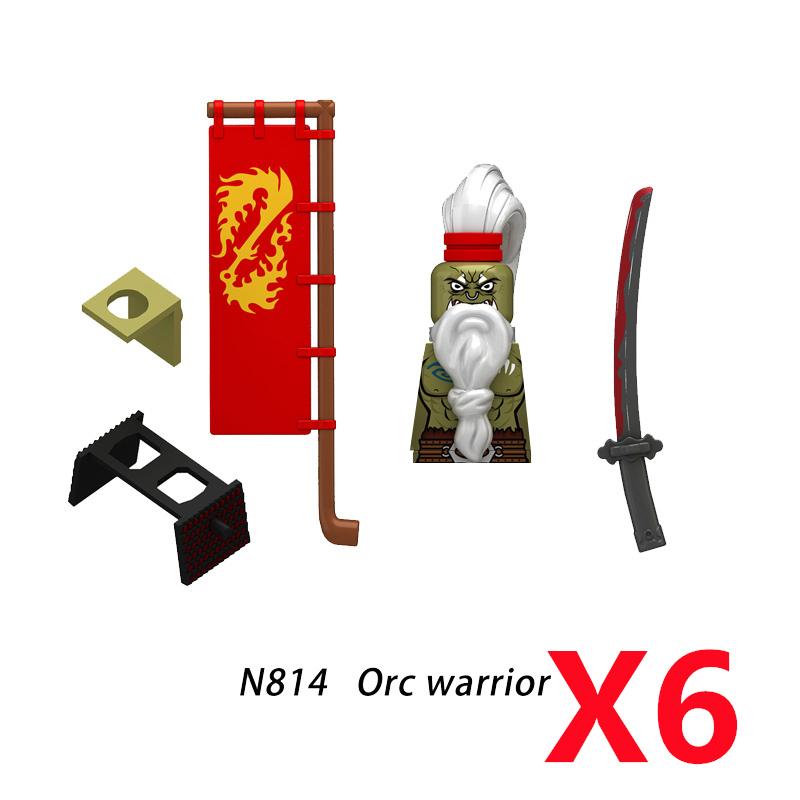 Medieval Soldier Knight Figure MOC Building Block Green Dragon Castle Infantry Orcs Pirate Roman Cavalry Weapons Toys Gifts D122
