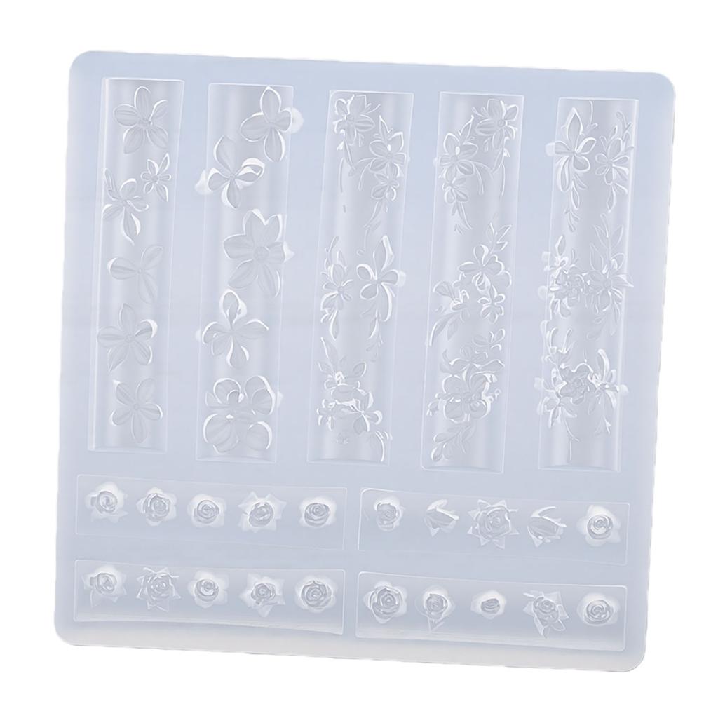 Silikonowa Forma do Zdobień Paznokci Kwiaty Nieprzywierająca Łatwe Wyjmowanie 3D Kwiaty Forma do Paznokci z 40 Wzorami