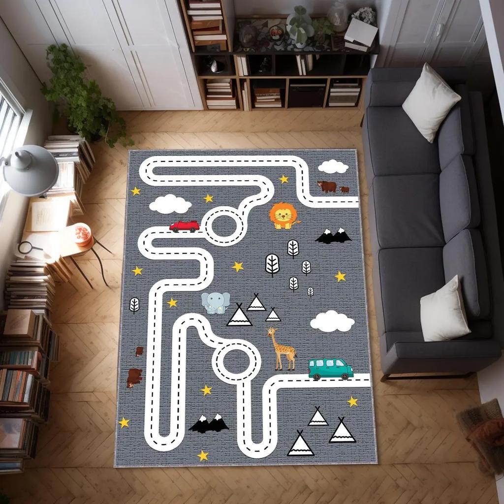 Hopscotch Rug, Game Path Rug, Kids Area Rug, Game City Carpet,Cars Rug, Nursery Rug, Christmas Gift, Educational Rug