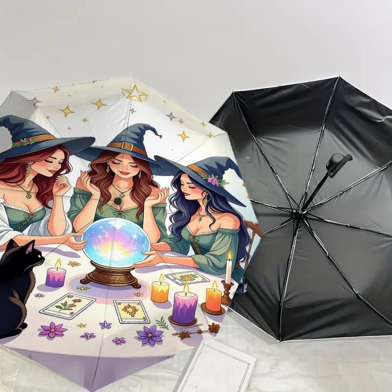 1pc Witchcraft Magic Automatic Open/Close Umbrella with Windproof, 8-Rib Sturdy Canopy, Durable Ribs, Fashionable Design1170A