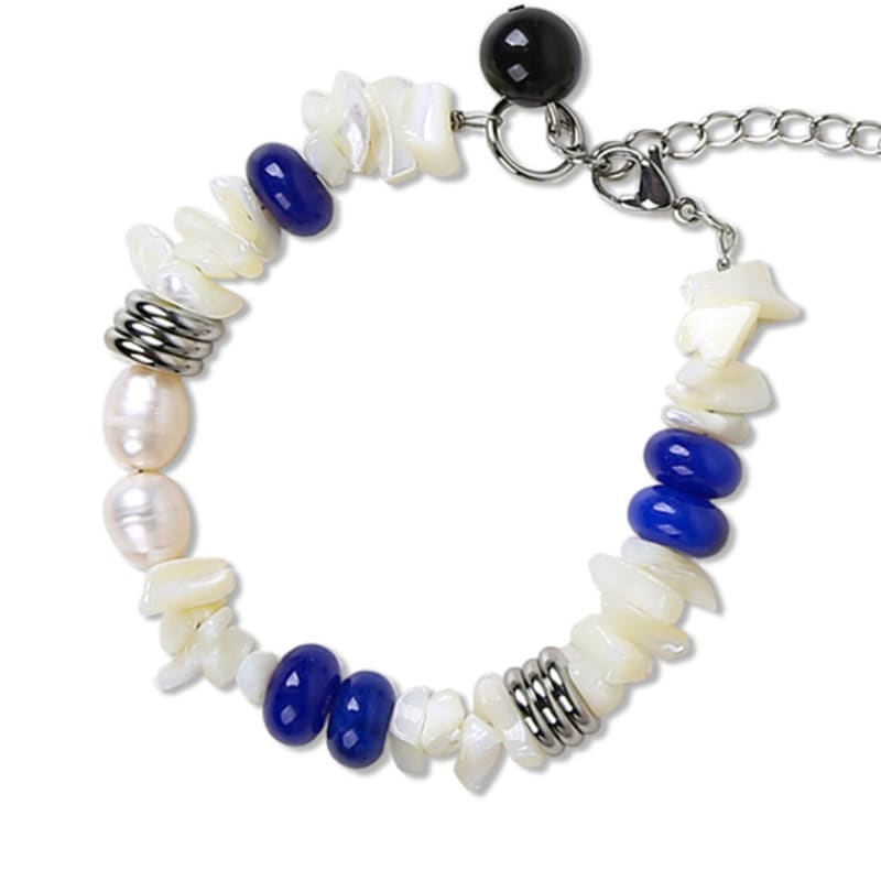 S SY [natural] santorini lapis & pearl bracelet