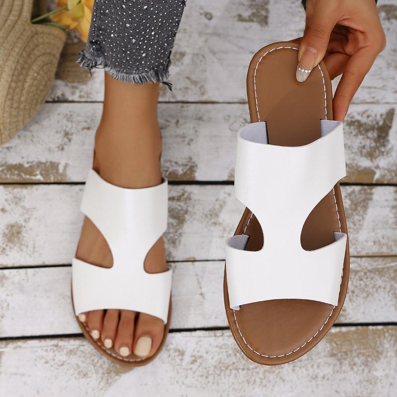 New flat-bottomed slippers women's large size simple solid color casual cool slippers