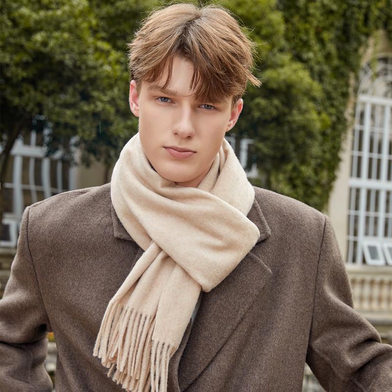 Premium Wool Cashmere Scarf: Women's Thick, Versatile Shawl for Autumn/Winter, Solid Colors, Unisex Style.