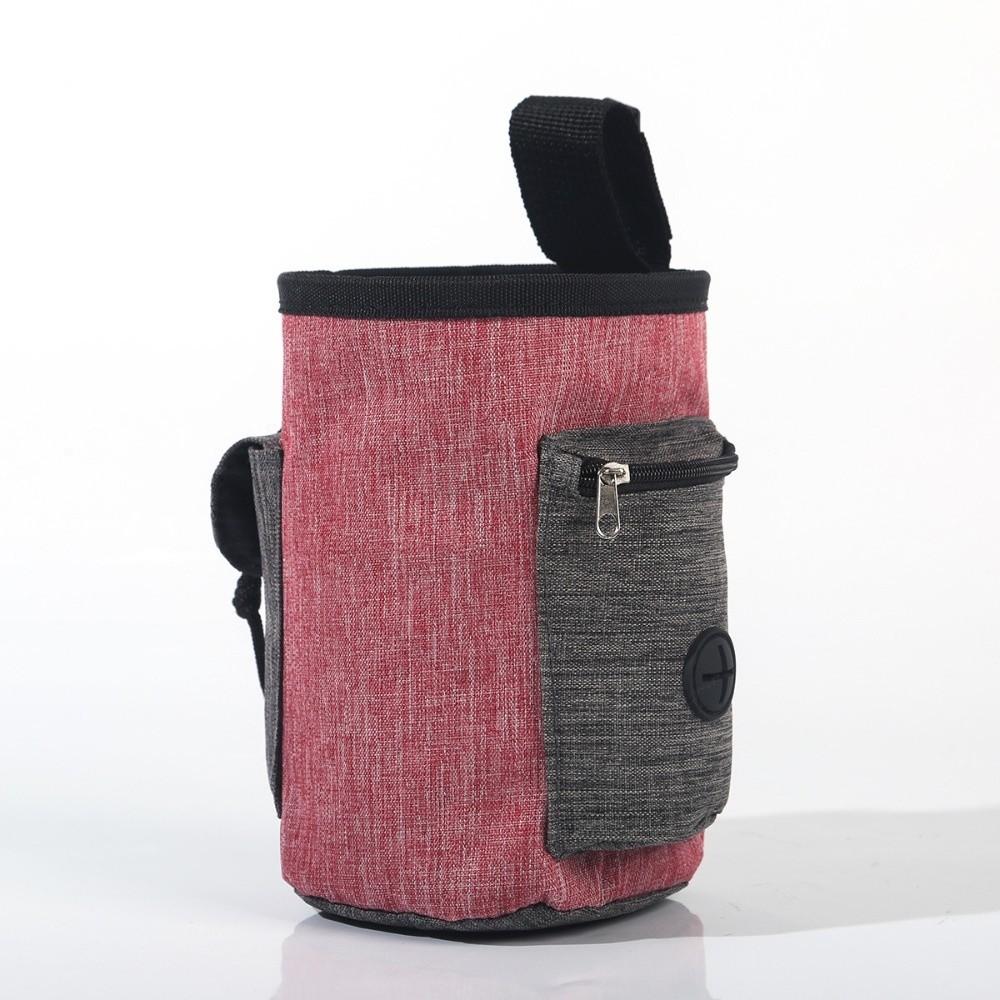 

Поясная сумка для тренировки питомца без рук, регулируемый ремень, несколько карманов, держатель для пакетов для фекалий, водонепроницаемый контейнер для лакомств для дрессировки собак красный