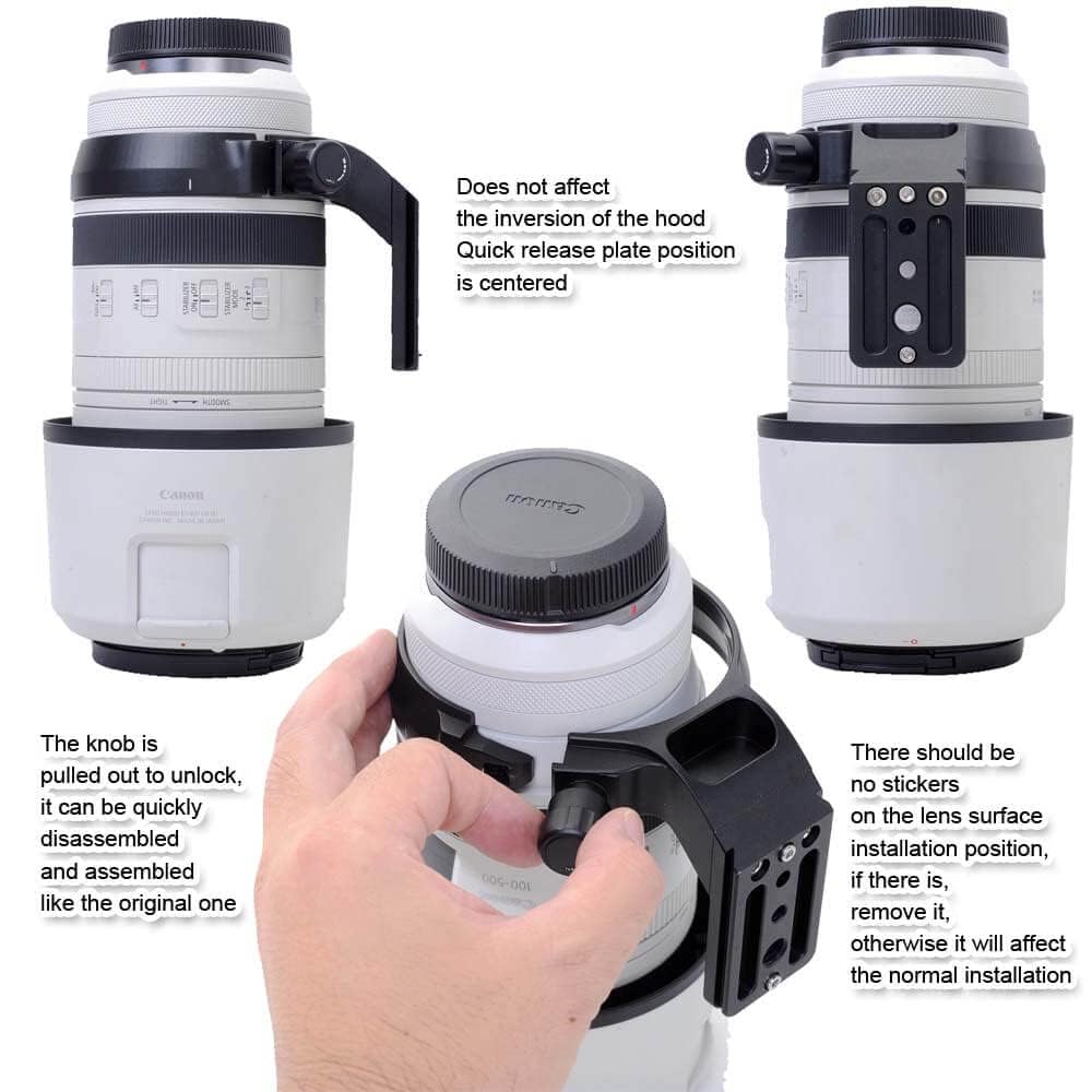 Metal Camera Tripod Mount Tripod Mount Lens Support Lens Bracket Tripod Compatible with Canon RF IS Quick Release Plate with Screw Holes On the