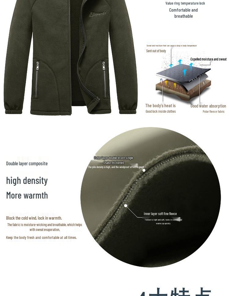 Men's Plus Size Fleece Jacket: Casual and Loose, Perfect for Autumn and Winter. Ideal for Middle-Aged and Elderly.