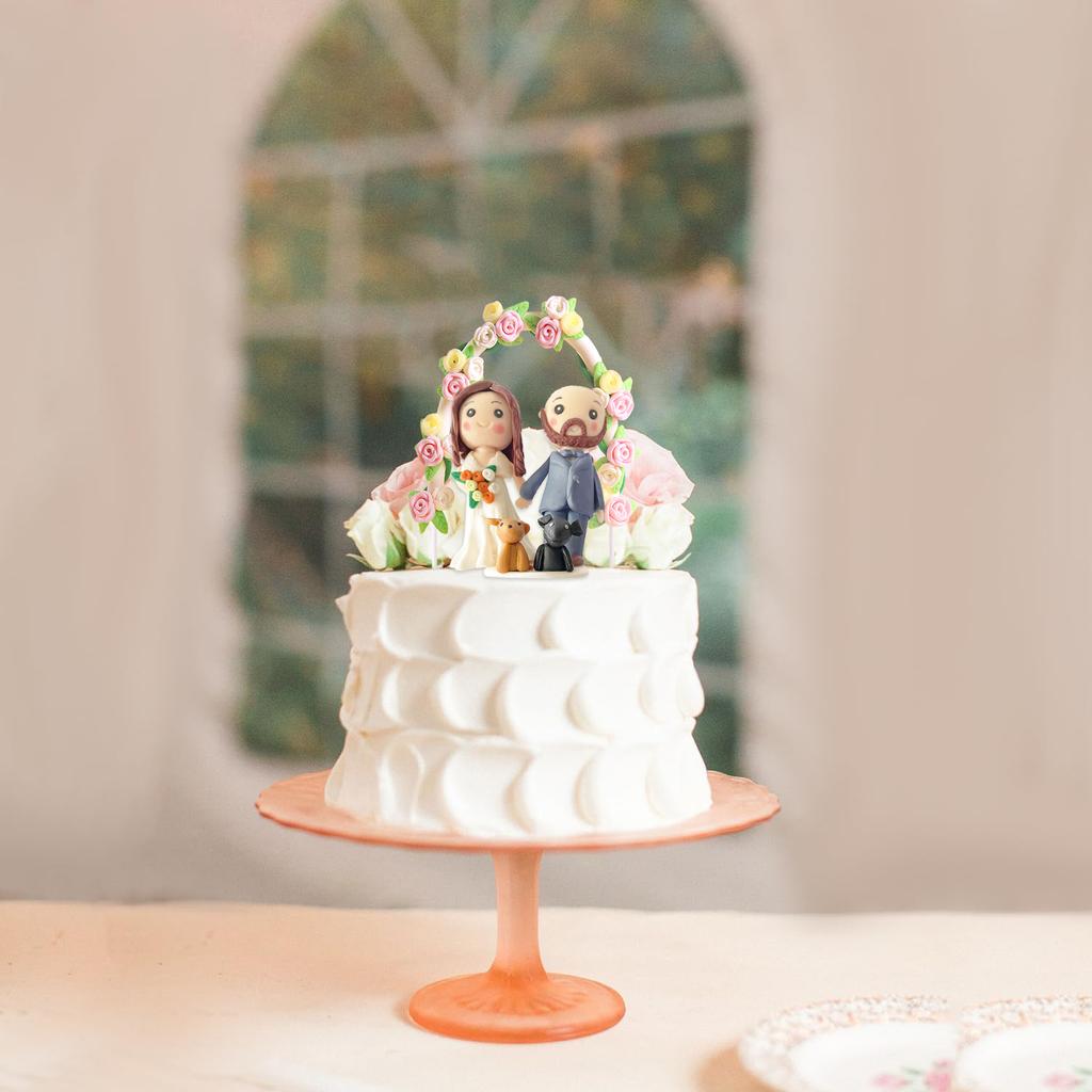 Flower Wreath Arch Bride & Groom Wedding Cake Topper Romantic Wedding Party Cake Decoration Adorable Figurine Craft Gift