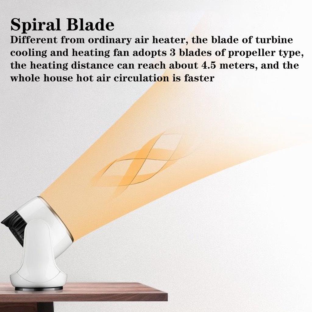 3 Gears 110-220V Portable Heating Fan Electric Heater Desktop Air Cold Warm Heater Fan Mini Winter Remote Control Wide for Home