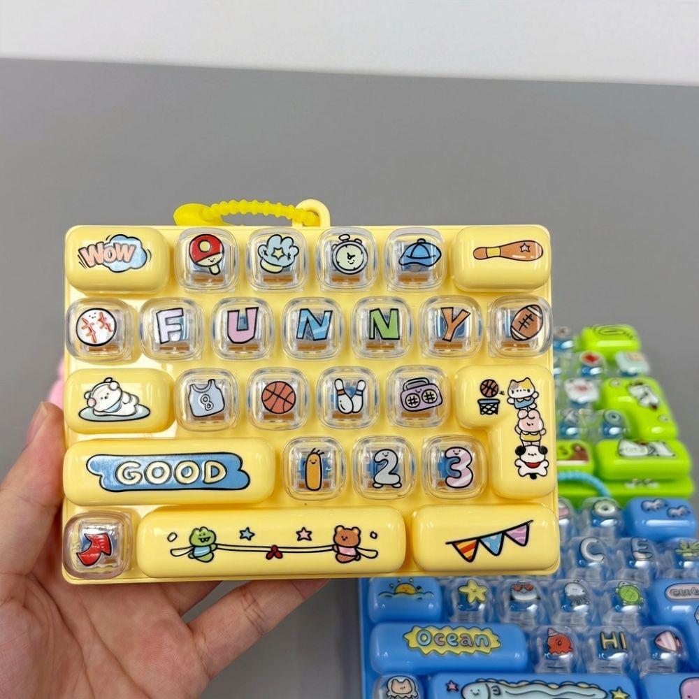 Plastic Mechanical Fidget Keyboard Cartoon Fidget Keychain Toy Keyboard Pendant Backpack Pendant