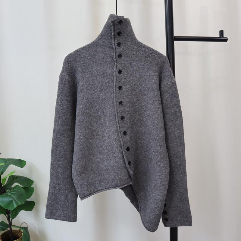 Premium temperament knitted cardigan autumn and winter new design irregular sweater jacket women
