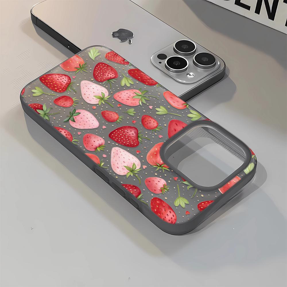 3D Cute Covered With Strawberries Silicone Case For Iphone 16 11 15 Plus 12 14 17 13 Pro Max Lovely Kids Girls Phone Cover