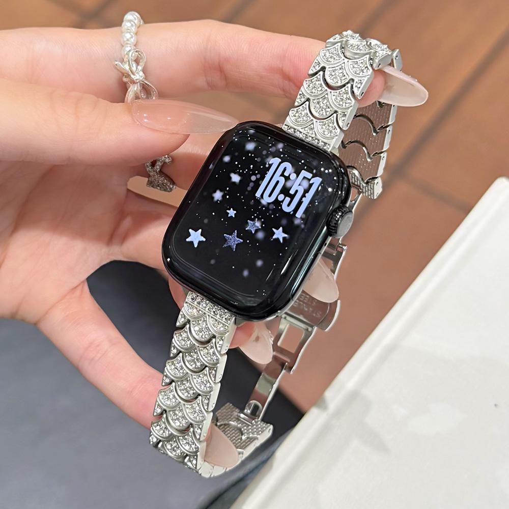 

Dressy Bling Band for iWatch Bands Series 11 10 9 8 7 6 SE 5 Diamond Metal Strap for Women Apple Watch 46mm 49mm 45mm 44mm 42mm 42mm iWatch 3 2 1 золотий