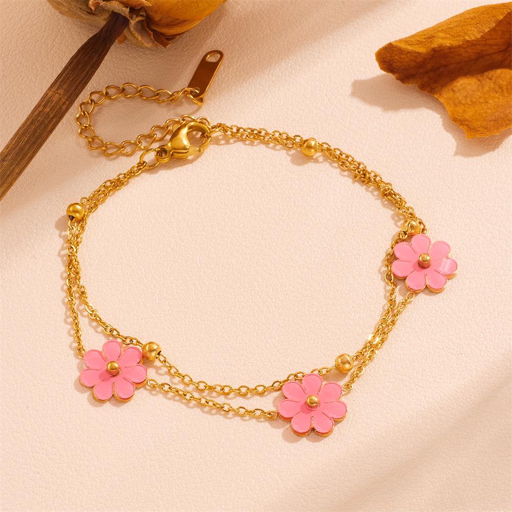 Non-Fading Titanium Steel Daisy Jewelry Set: Stainless Steel Earrings, Bracelet & Necklace for Women