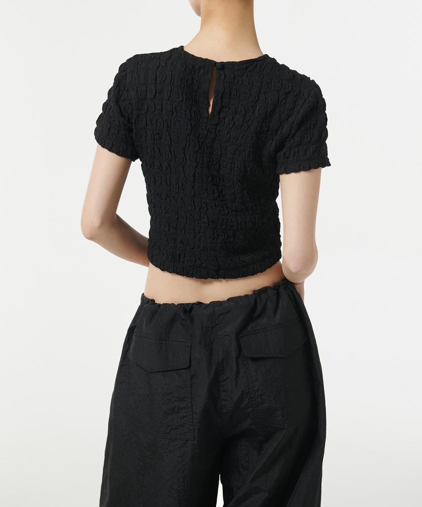MUSINSA STANDARD WOMAN Women'S Smoked Crop T-Shirt [Black]