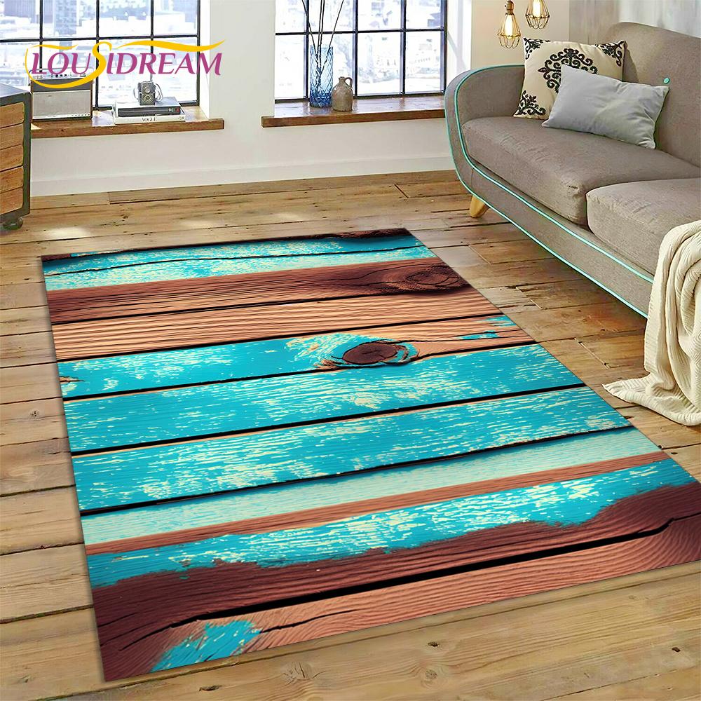 

3D Кольоровий Деревний Візерунок Деревина Килим на Замовлення для Декору Вітальні Спальні, Килимок Нековзкий Декор для Дивана Килимок для Вхідних Дверей 40x60cm( 15x23in )