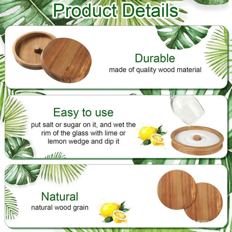 Margarita Salt Rimmer Wooden Cocktail Sugar Rimmer Portable Salt And Sugar Rimming S pice Container Bar Accessories Rimmer Dish