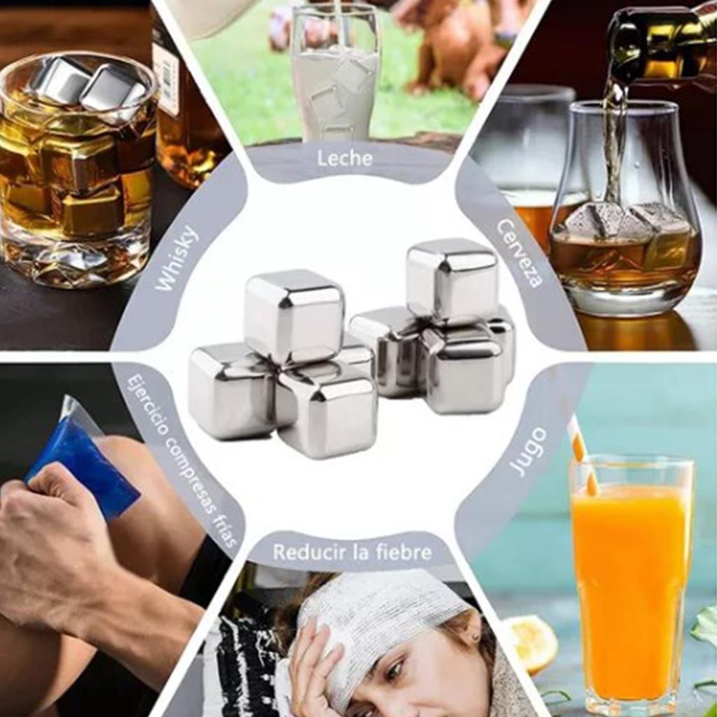 8 ST Metallisk isbitar 304 Rostfritt stål med istång Används ofta Whiskeystenar för att kyla Whiskey Dryck