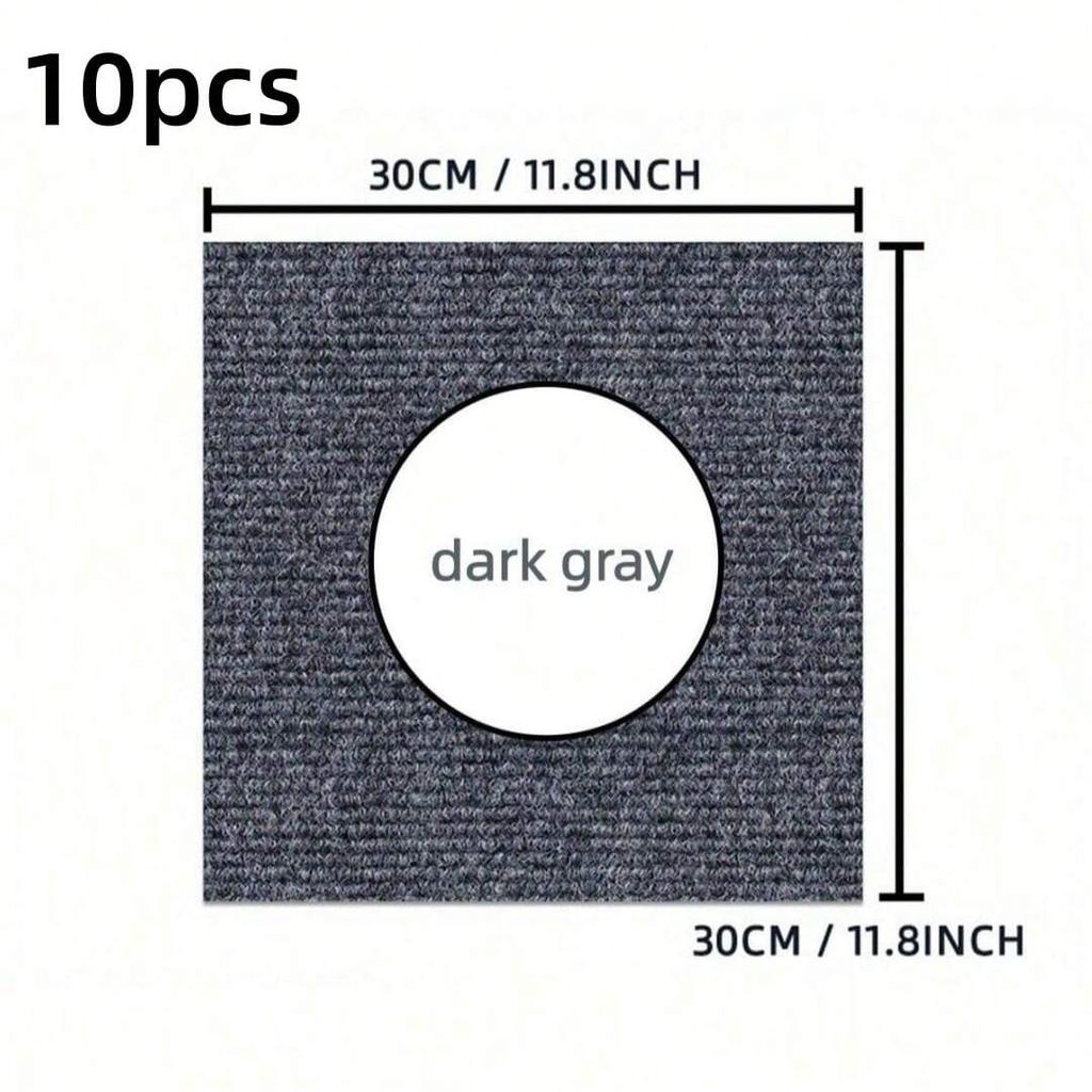 10pcs/1set 30x30cm Self-adhesive Thicken Carpet Square Peel Stick Removable Sticker Floor Mats for DIY Home Furnishing Tiles Hal