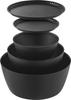 Yamazaki Industrial Cooking Bowl Set That Can Be Tilted To Mix Microwave Bowl X X Dishwasher Lid 1394 Co., Ltd. 5-piece Easily, Safe, Black, S W15.9