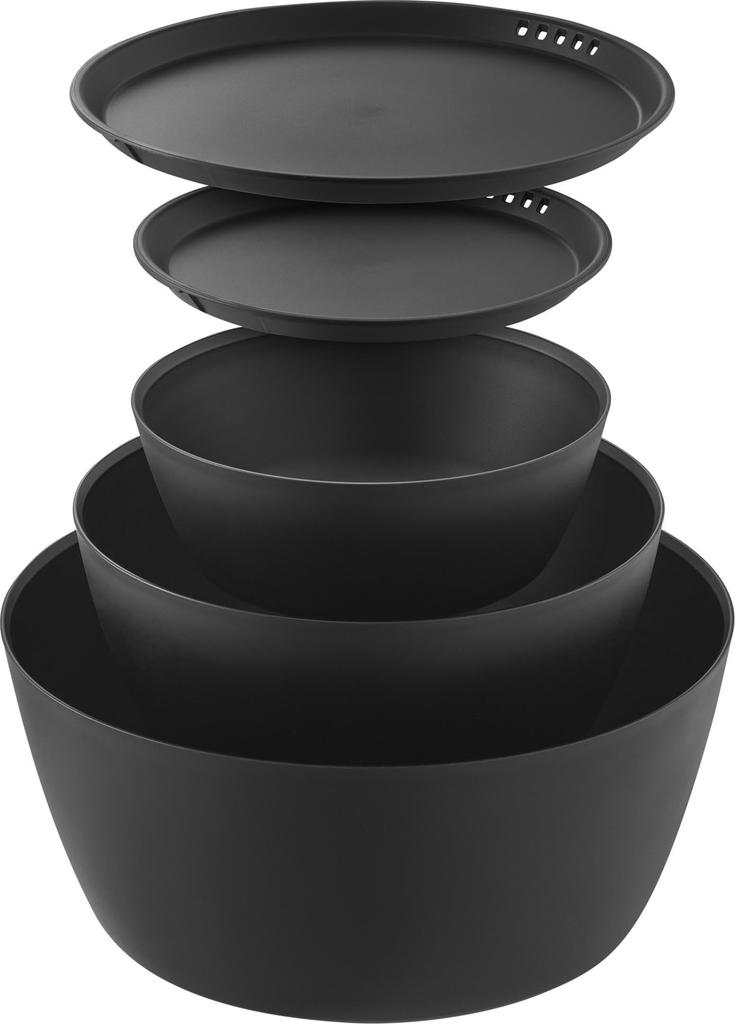 Yamazaki Industrial Cooking Bowl Set That Can Be Tilted To Mix Microwave Bowl X X Dishwasher Lid 1394 Co., Ltd. 5-piece Easily, Safe, Black, S W15.9
