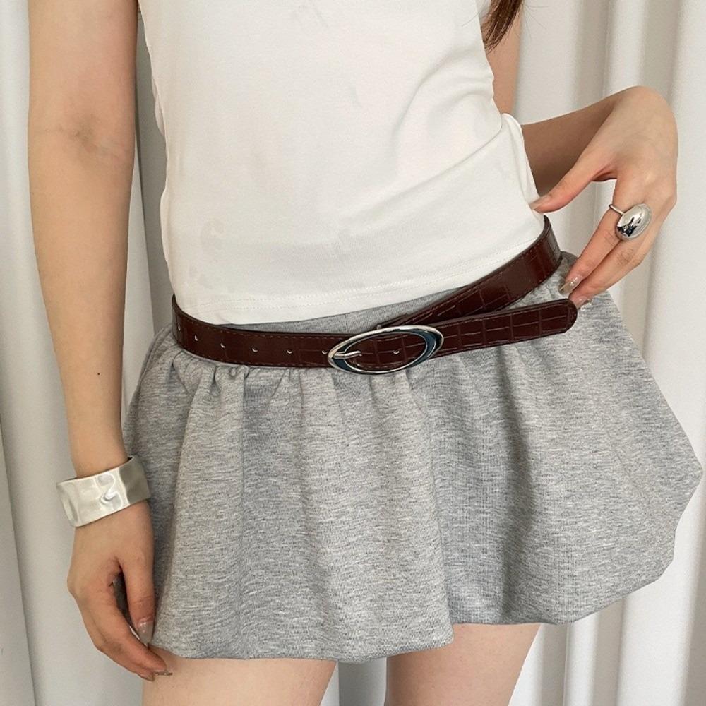 

Simple Design Women s Belt Luxury Jeans Belt Fashion Lychee Pattern Waist Belt Dress кавовий