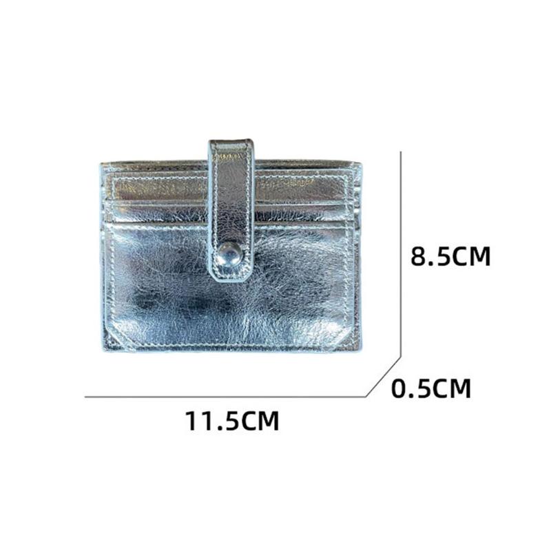 Genuine Leather Short Wallet Korean Fashion Silver Cowhide Small Coin Purses Card Holder Credit ID Card Clip Handbag Clutch Bag